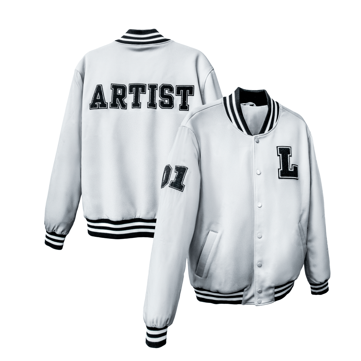 ジャケット・アウター leather sleeve varsity jacket white L Royal Coalition Varsity Letterman Wool & White Genuine Leather